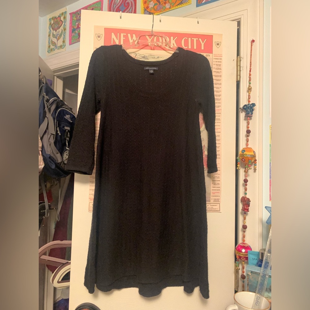 American Eagle Black Knit A Line Dress (M)